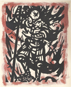 Guardian of the South [Zōjōten] from the portfolio Woodblock Prints by Kihei Sasajima